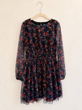 GAP floral black mesh dress